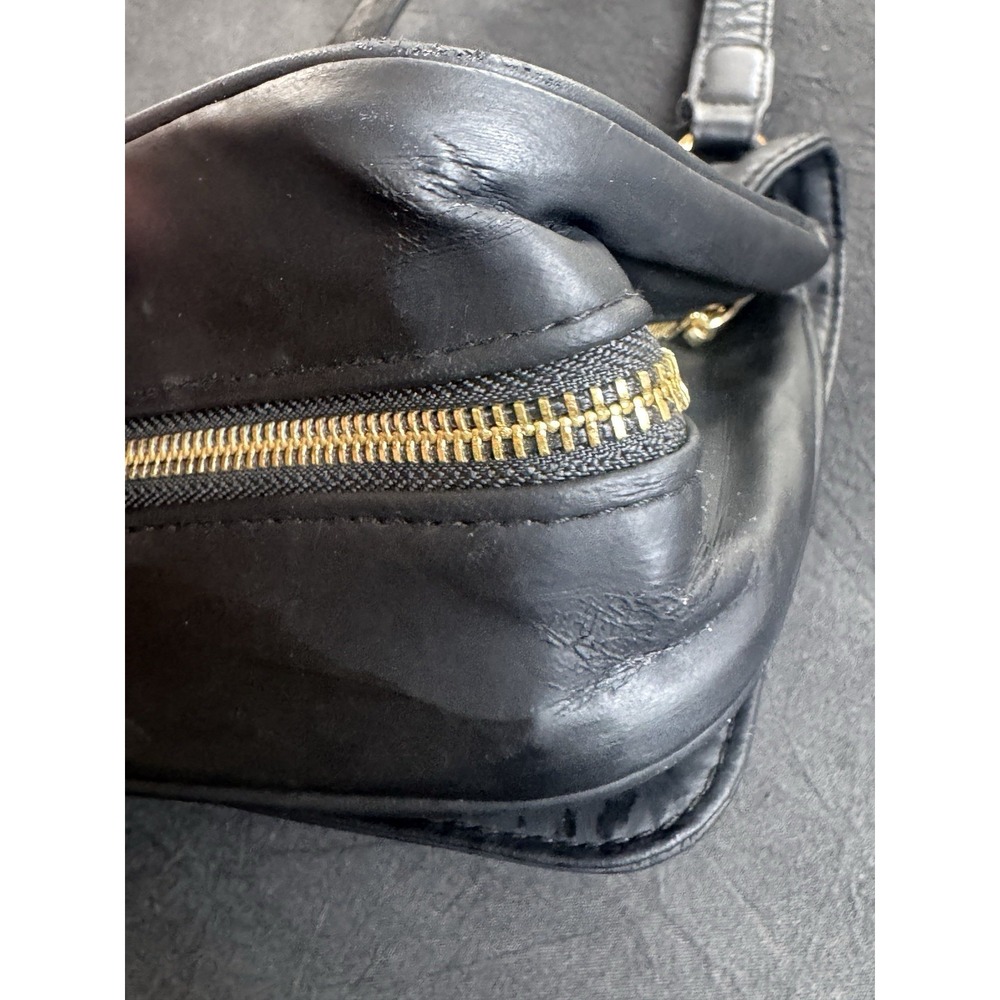 Versace Parfums Vintage Black Crossbody Messenger Bag Gold Medusa Logo Greek Key - Picture 7 of 16